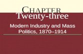 C HAPTER Twenty-three Modern Industry and Mass Politics, 1870–1914.