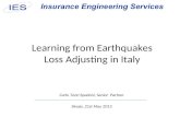 Learning from Earthquakes Loss Adjusting in Italy Carlo Tozzi Spadoni, Senior Partner Sinaia, 21st May 2013.