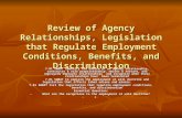 Review of Agency Relationships, Legislation that Regulate Employment Conditions, Benefits, and Discrimination 7.01 SWBAT identify the nature of an agency.