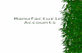 Manufacturing Accounts. Why Prepare this account Manufacturers make goods rather than buy them from suppliers A manufacturing account is required to provide.