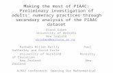 Making the most of PIAAC: Preliminary investigation of adults’ numeracy practices through secondary analysis of the PIAAC dataset Diana Coben University.