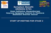 , START UP MEETING FOR STAGE 2. Response Rates in Phase 3 Trials Chemotherapy Response rates % Liposomal doxorubicin 10-12 Gemcitabine 5-9 Gemcitabine.