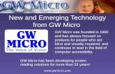New and Emerging Technology from GW Micro GW Micro was founded in 1990 and has always focused on products for people who are blind and visually impaired,