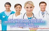 1. Patient and his rights 2. Patient`s rights in certain healthcare relations 3. Patient`s duties 4. Juridical regulation of professional medics` rights.