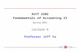 ACCT 2302 Fundamentals of Accounting II Spring 2011 Lecture 6 Professor Jeff Yu.