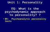 Unit 1: Personality EQ: ? Unit 1: Personality EQ: What is the psychodynamic approach to personality? ? BR: Psychoanalytic personality tests.