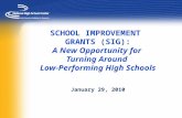 SCHOOL IMPROVEMENT GRANTS (SIG): A New Opportunity for Turning Around Low-Performing High Schools January 29, 2010.