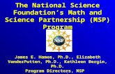 The National Science Foundation’s Math and Science Partnership (MSP) Program James E. Hamos, Ph.D., Elizabeth VanderPutten, Ph.D., Kathleen Bergin, Ph.D.