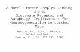 A Novel Protein Complex Linking the  Glutamate Receptor and Autophagy: Implications for Neurodegeneration in Lurcher Mice Yue, Horton, Bravin, DeJager,