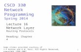 1 CSCD 330 Network Programming Spring 2014 Lecture 16 Network Layer Routing Protocols Reading: Chapter 4 Some slides provided courtesy of J.F Kurose and.