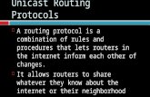 Unicast Routing Protocols  A routing protocol is a combination of rules and procedures that lets routers in the internet inform each other of changes.