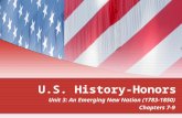 U.S. History-Honors Unit 3: An Emerging New Nation (1783-1850) Chapters 7-9.