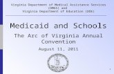 1 Virginia Department of Medical Assistance Services (DMAS) and Virginia Department of Education (DOE) Medicaid and Schools The Arc of Virginia Annual.