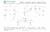 D. De Venuto,Politecnico di Bari 0 The CMOS common-gate amplifier: (a) circuit; (b) small-signal equivalent circuit; and (c) simplified version of the.