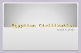 Egyptian Civilization World History. Impact of Geography Nile River ◦Details ◦Divides Egypt ◦Advantages  Transport  Flooding (soil) ◦ Sept/Oct ◦ More.
