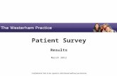 Cedars Surgery Patient Survey Results March 2012 Confidential: Not to be copied or distributed without permission.