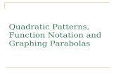 Quadratic Patterns, Function Notation and Graphing Parabolas.