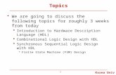 Topics We are going to discuss the following topics for roughly 3 weeks from today  Introduction to Hardware Description Language (HDL)  Combinational.