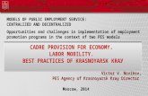 ADRE PROVISION FOR ECONOMY. LABOR MOBILITY. ’EST PRACTICES OF KRASNOYARSK KRA£ Victor V. Novikov, PES Agency of Krasnoyarsk Kray Director MODELS OF PUBLIC