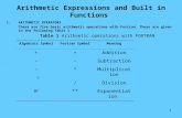 1 Arithmetic Expressions and Built in Functions 1.ARITHMETIC OPERATORS There are five basic arithmetic operations with Fortran. These are given in the.