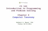 1 CS 161 Introduction to Programming and Problem Solving Chapter 4 Computer Taxonomy Herbert G. Mayer, PSU Status 10/11/2014.