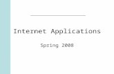 Internet Applications Spring 2008. Review Last week –XML / RSS –PHP introduction –Exercises from last week –Unanswered questions.