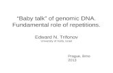 “Baby talk” of genomic DNA. Fundamental role of repetitions. Edward N. Trifonov University of Haifa, Israel Prague, Brno 2013.