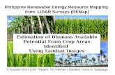 Philippine Renewable Energy Resource Mapping from LiDAR Surveys (REMap) Estimation of Biomass Available Potential From Crop Areas Identified Using Landsat.