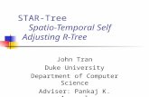 STAR-Tree Spatio-Temporal Self Adjusting R-Tree John Tran Duke University Department of Computer Science Adviser: Pankaj K. Agarwal.