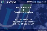 15/09/2015E.W.B/PGCE. THE SPECTRUM & Teaching Styles Walter Bleakley University of Ulster School of Education.