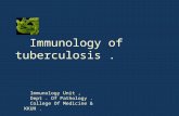 Immunology of tuberculosis. Immunology Unit, Dept. Of Pathology. College Of Medicine & KKUH.