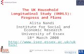 UPTAP Conference 18th March 2008 1 The UK Household Longitudinal Study (UKHLS): Progress and Plans Alita Nandi Institute for Social and Economic Research.