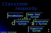 Jeopardy Classroom Today’s Categories… Vocabulary Name that System CirculatorySystem Respiratory System Digestive System Created by – Tara LaChapell.