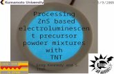 Processing ZnS based electroluminescent precursor powder mixtures with TNT Greg Kennedy and S. Itoh 5/9/2008.