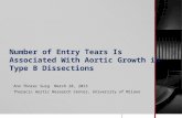 Number of Entry Tears Is Associated With Aortic Growth in Type B Dissections Ann Thorac Surg March 28, 2013 Thoracic Aortic Research Center, University.