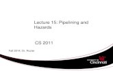 Lecture 15: Pipelining and Hazards CS 2011 Fall 2014, Dr. Rozier.