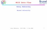 Henry Nebrensky - MICE CM24 - 2 June 2009 MICE Data Flow Henry Nebrensky Brunel University 1.