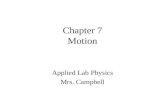 Chapter 7 Motion Applied Lab Physics Mrs. Campbell.