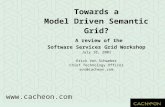 Towards a Model Driven Semantic Grid? A review of the Software Services Grid Workshop July 18, 2001 Erick Von Schweber Chief Technology Officer evs@cacheon.com.