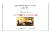 Chapter three Effective Listening Eng. Hadeel Qasaimeh Communication Skills ELE205.