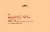 XML By Dr.S.Sridhar, Ph.D.(JNUD), RACI(Paris, NICE), RMR(USA), RZFM(Germany) DIRECTOR ARUNAI ENGINEERING COLLEGE TIRUVANNAMALAI.
