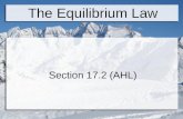 The Equilibrium Law Section 17.2 (AHL). Vocabulary Homogeneous equilibrium: all the reactants and products are in the same phase Heterogeneous equilibrium: