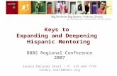 Keys to Expanding and Deepening Hispanic Mentoring BBBS Regional Conference 2007 Sandra Delgado Searl – P: 215.665.7745 Sandra.searl@bbbs.org.