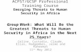 ACPST/GCSP Professional Training Course Emerging Threats to Human Security in Africa Group Work: What Will Be the Greatest Threats to Human Security in.