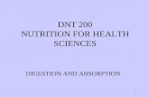 1 DNT 200 NUTRITION FOR HEALTH SCIENCES DIGESTION AND ABSORPTION.