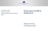 Overview of MFS Statistics Skopje seminar 2-5 October 2013 Jean-Marc Israël Head of Division, Monetary and Financial Statistics ECB.