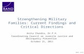 A8694- 10/10 Strengthening Military Families: Current Findings and Critical Directions Anita Chandra, Dr.P.H. Coordinating Council on Juvenile Justice.