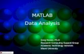 MATLAB Data Analysis Greg Reese, Ph.D Research Computing Support Group Academic Technology Services Miami University.