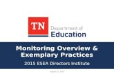 Monitoring Overview & Exemplary Practices 2015 ESEA Directors Institute August 27, 2015.