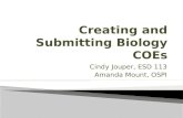 Cindy Jouper, ESD 113 Amanda Mount, OSPI.  This webinar will introduce biology teachers and other education professionals to the online system for the.